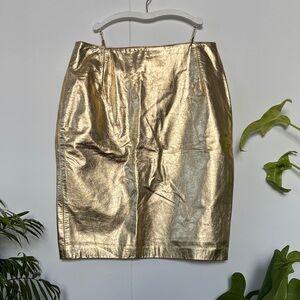 Gold Leather Pencil Skirt